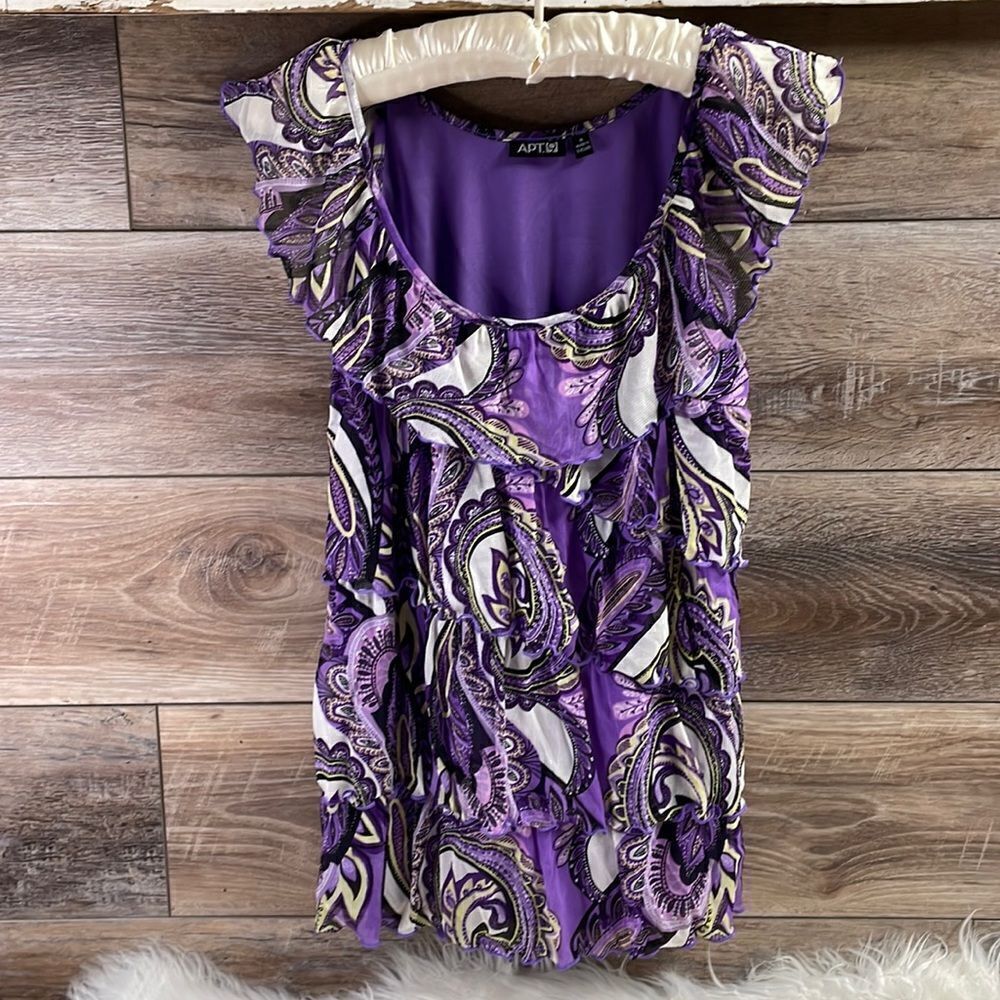 Apt 9 Ladies Sleeveless Dress Top, Size Small, Purple, Black & White